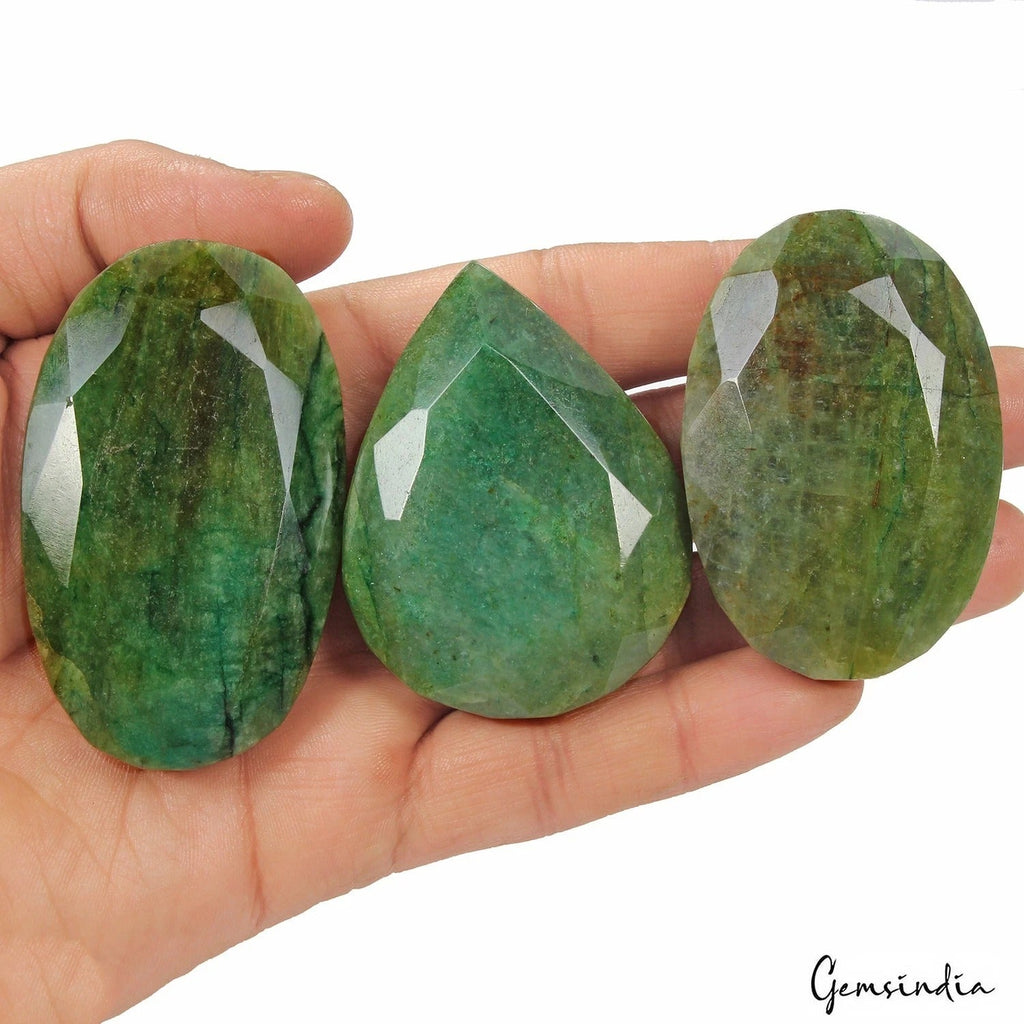 1160 Ct Earth Mined Emerald Huge Size Mix Faceted 100% Natural Gemstone Lot 3 Pc