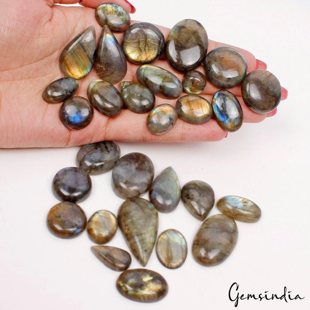 700 Cts/29 Pcs Natural Untreated Multi Shine Labradorite Mix Cab Loose Gems Lot