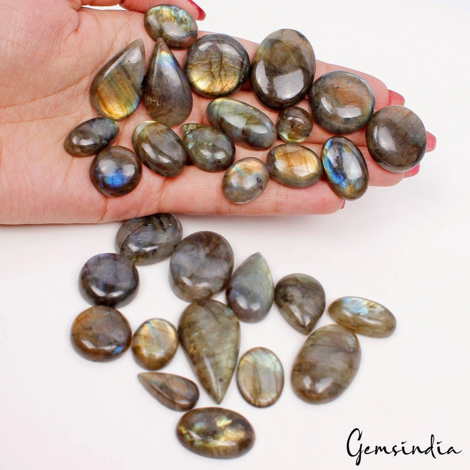 Labradorite Lot, Cabochon, Untreated — 29 Pieces, 13mm to 37mm, 700 Ct