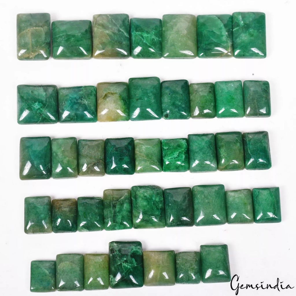 40 Pcs Natural Emerald Brazilian Cabochon 12mm-19mm Loose Ring Size Gemstones