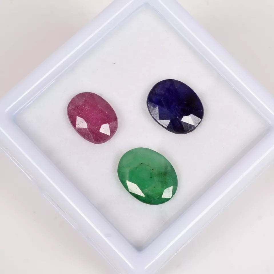Ruby Lot, Loose Gemstone, Untreated, Red — 3 Pieces, 10mm to 11mm, 12.00 Ct, Mozambique