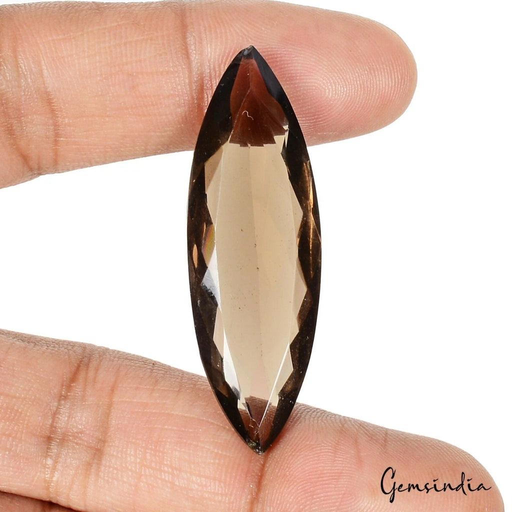 Certified 35.70 Ct Natural Untreated Brown Smoky Quartz Marquise Gem For Pendant