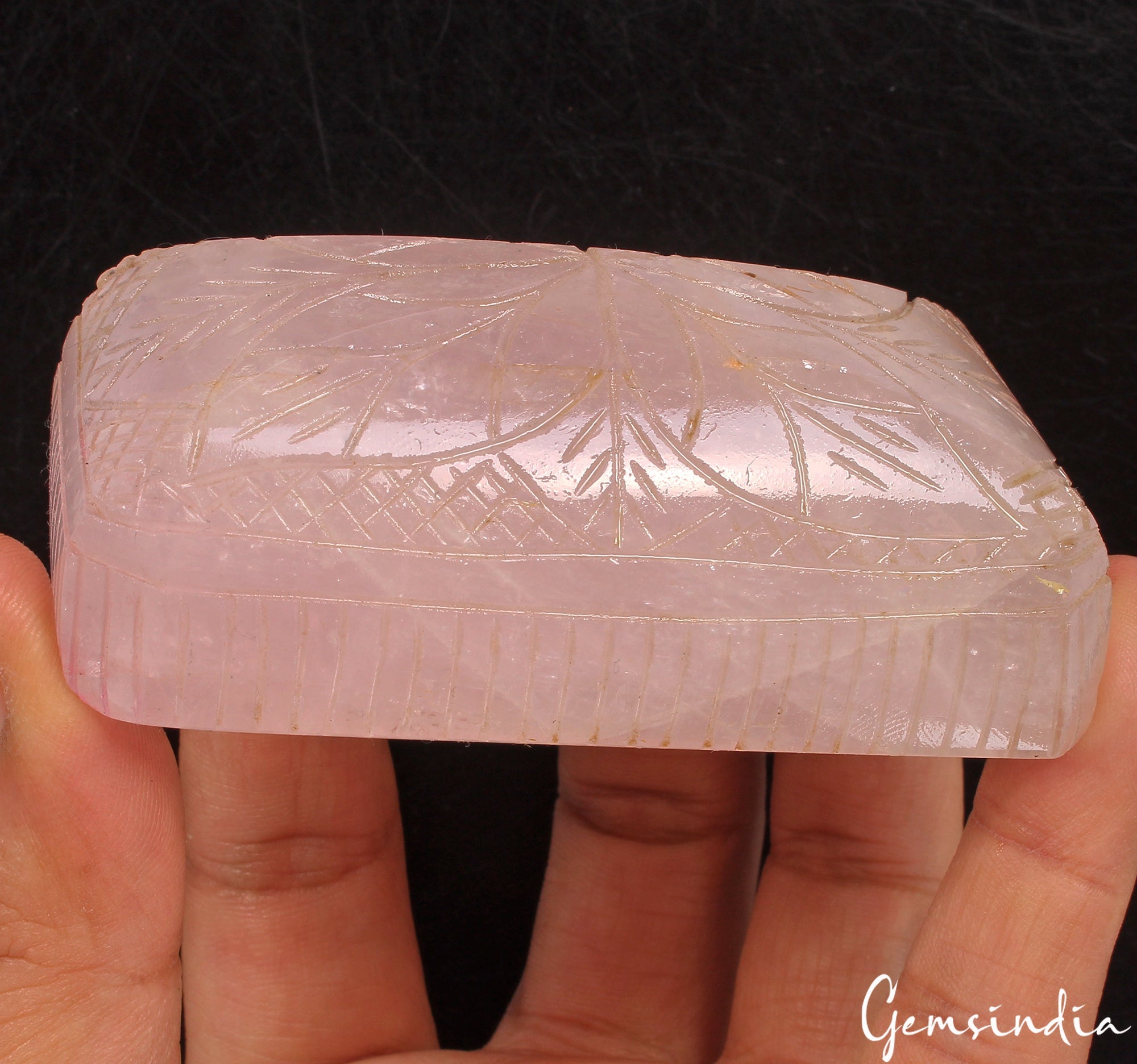 1170 Cts Natural Rose Quartz 83x45x32mm Octagon Carved Loose Untreated Gemstone