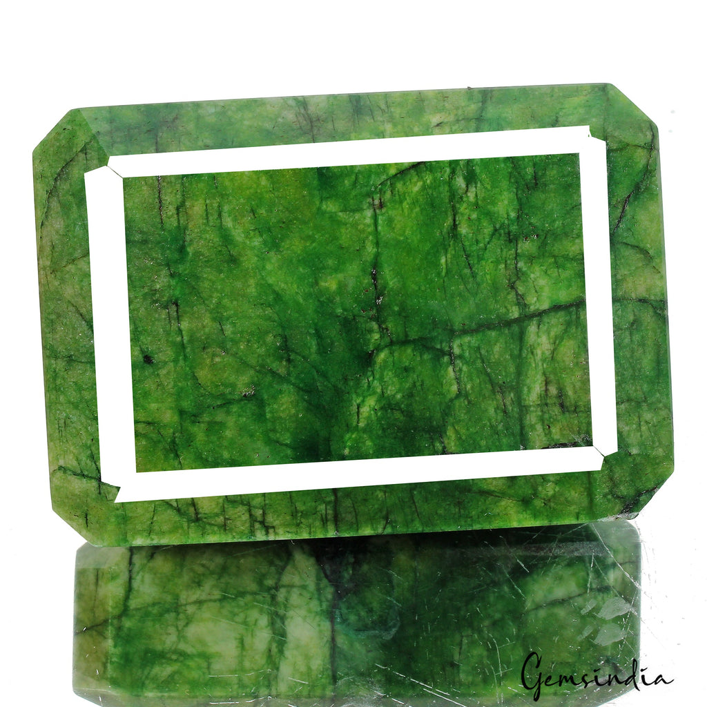 1880 Ct Natural Parrot Green Brazilian Emerald Octagon Faceted Earth Mined Gems