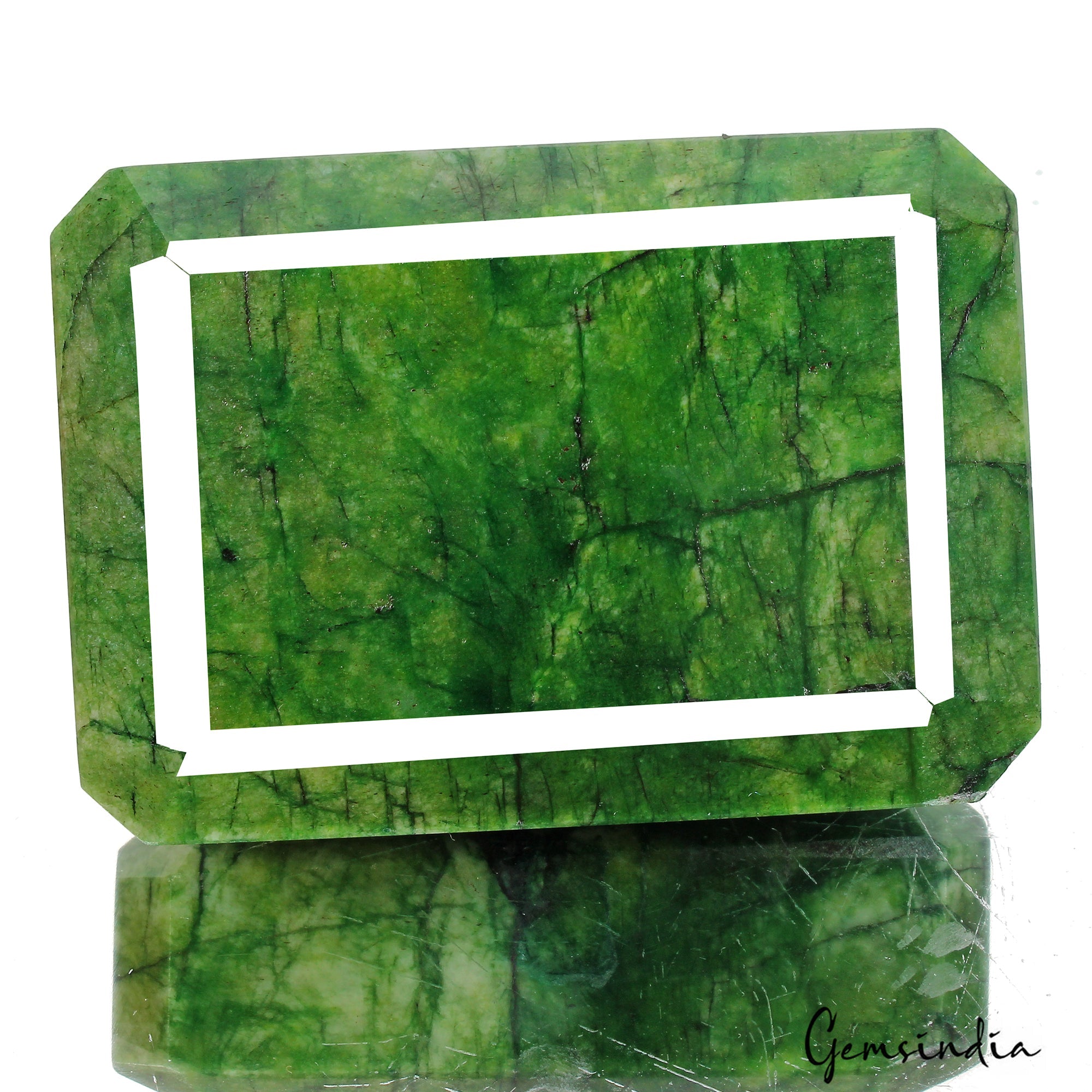 1880 Ct Natural Parrot Green Brazilian Emerald Octagon Faceted Earth Mined Gems