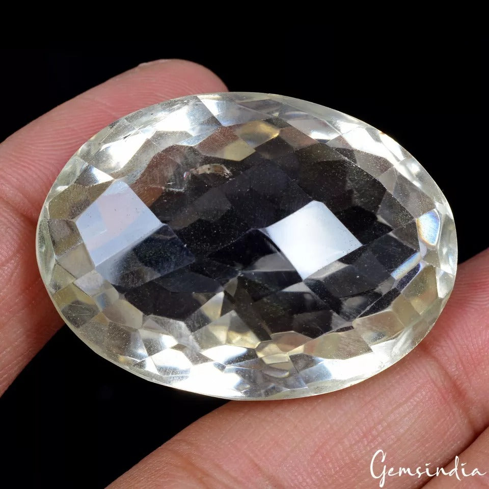 168.30 Ct Natural Untreated Smoky Crystal Quartz Oval Checker Cut Loose Gemstone
