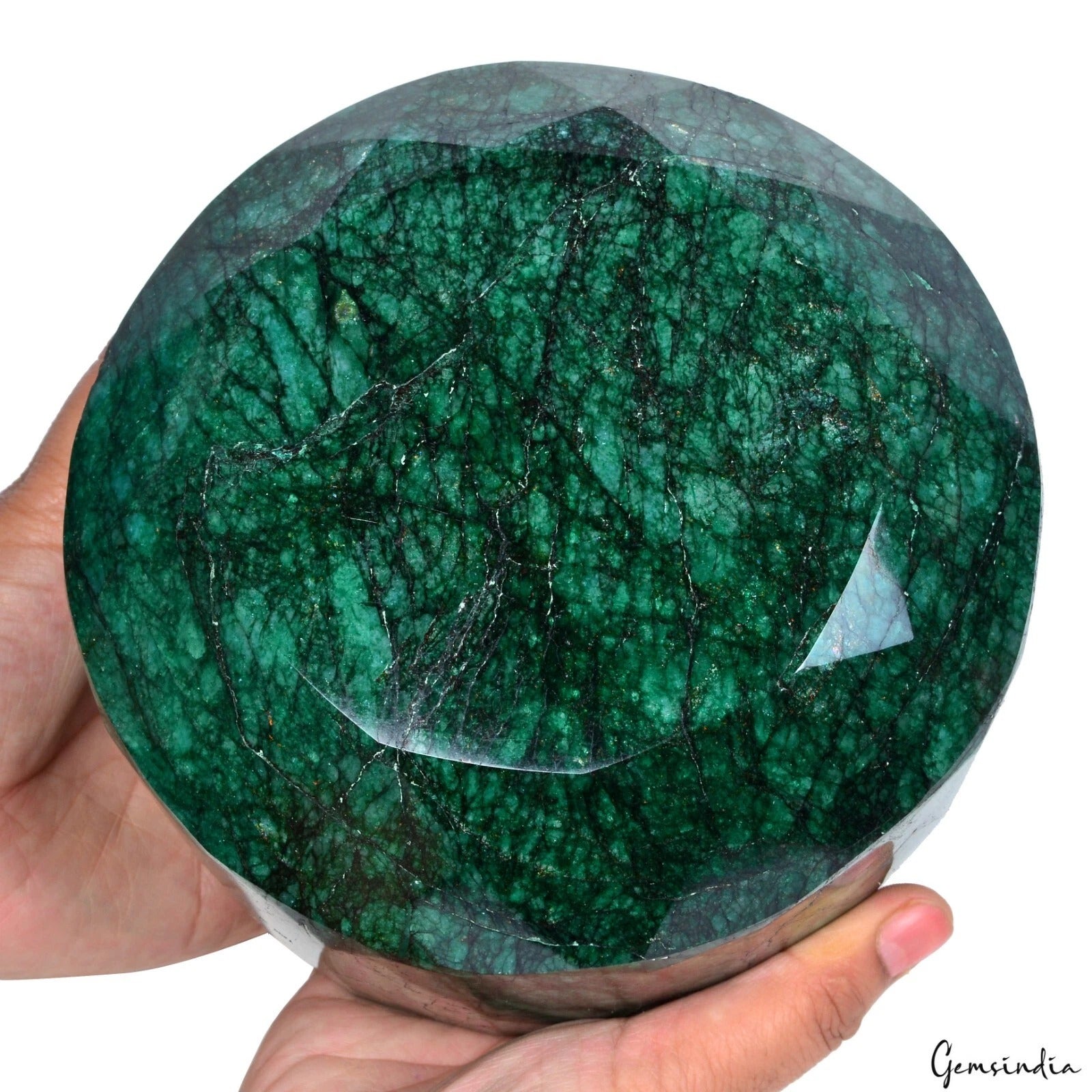 Collector's Grade 5.9 Kilo Natural Green Emerald From Brazil Round Cut Gemstone