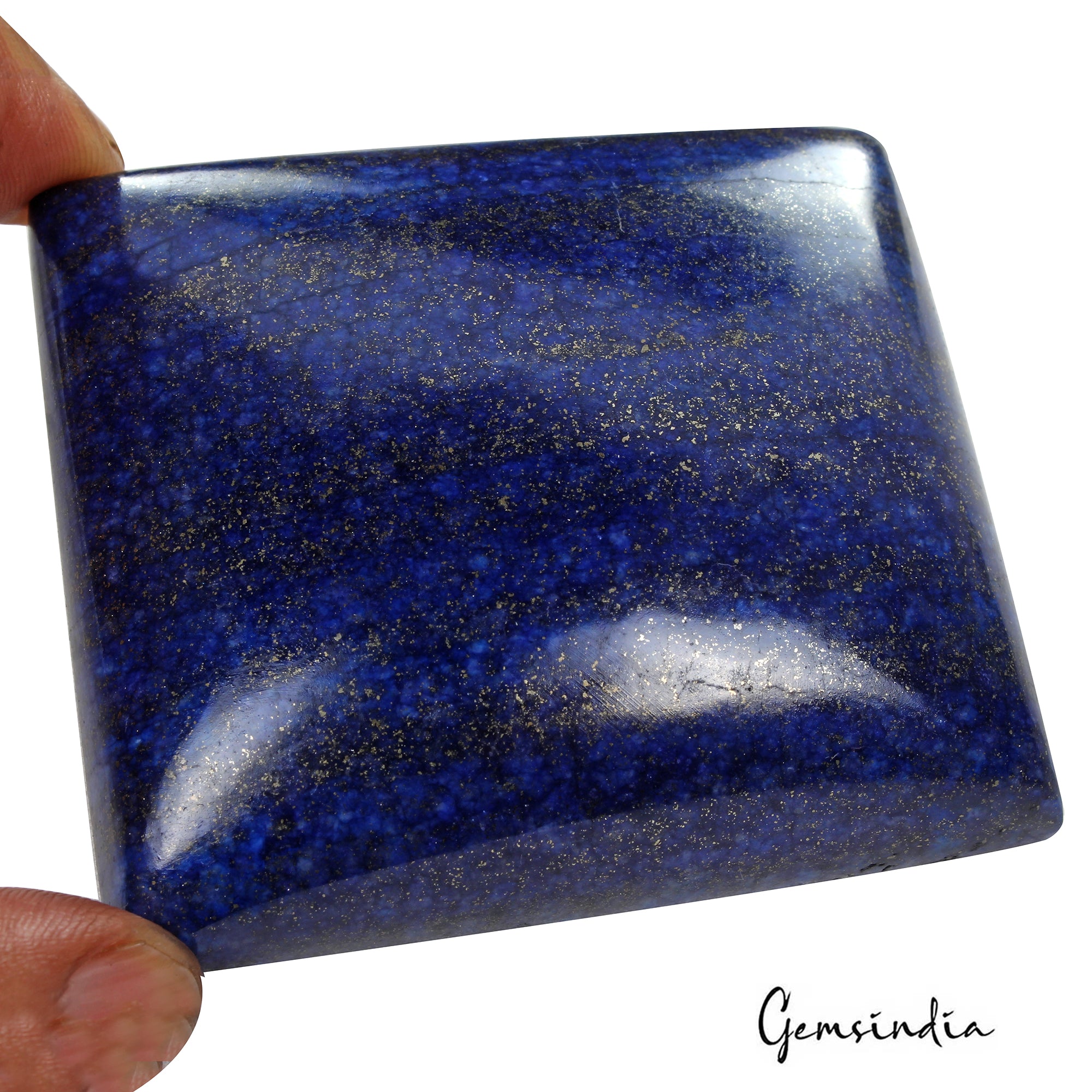 Lapis Lazuli Cabochon, Color Enhanced, Blue — 75 x 68 x 19mm, 1070 Ct, Afghanistan