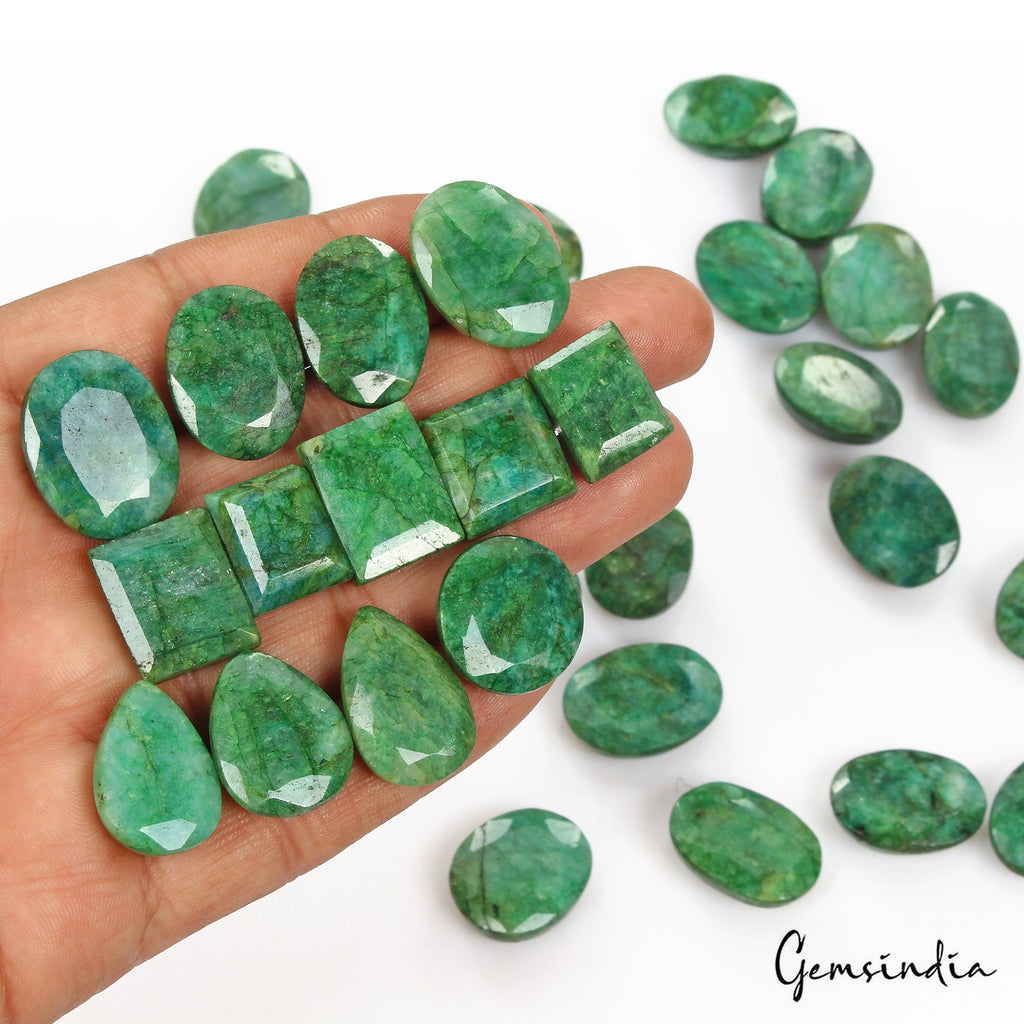 720 Cts/32 Pcs Natural Brazilian Green Emerald Mix Cut Loose 15mm-24mm Gems Lot