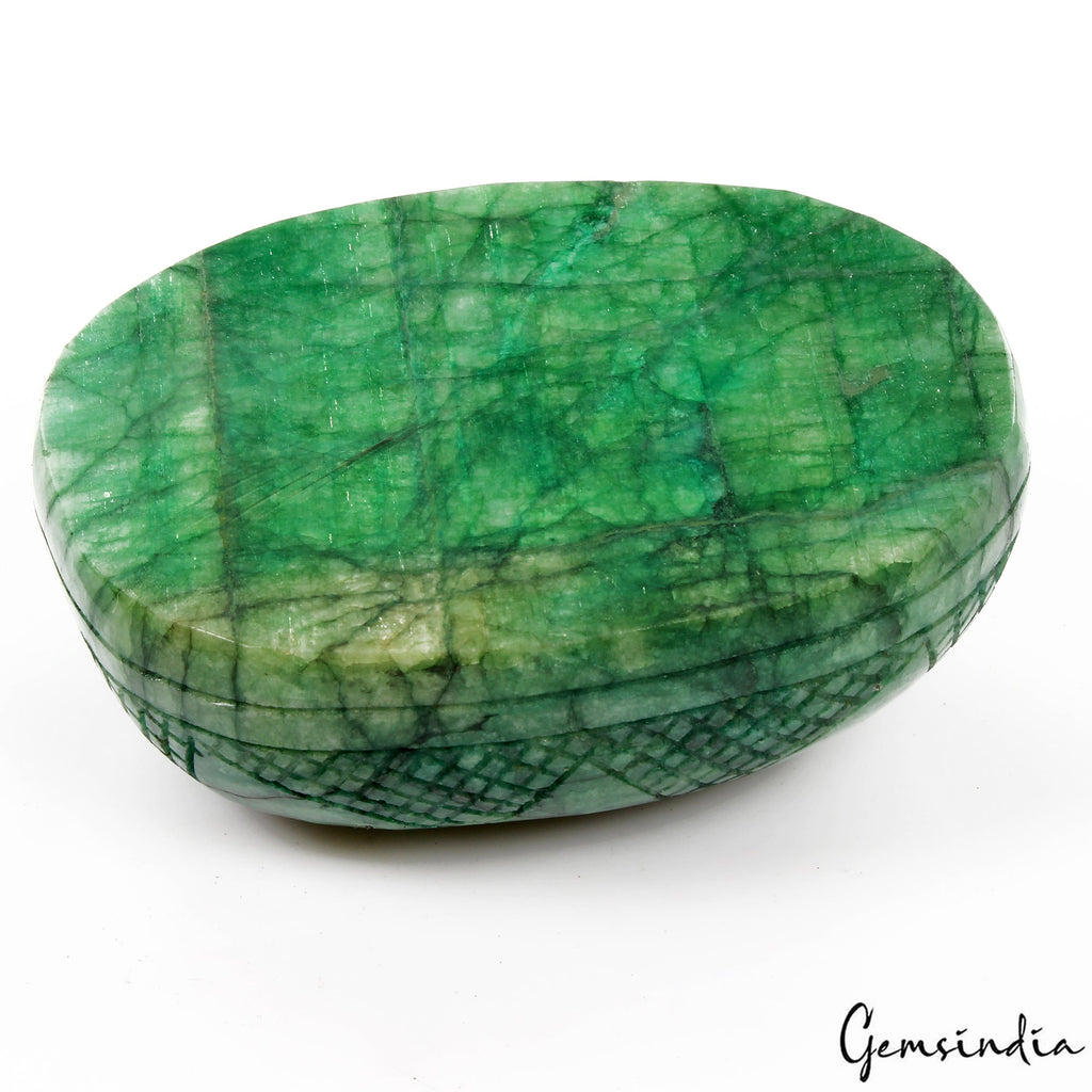 1890 Ct Natural Green Emerald Hand Carved Floral Design Loose Museum Size Gems