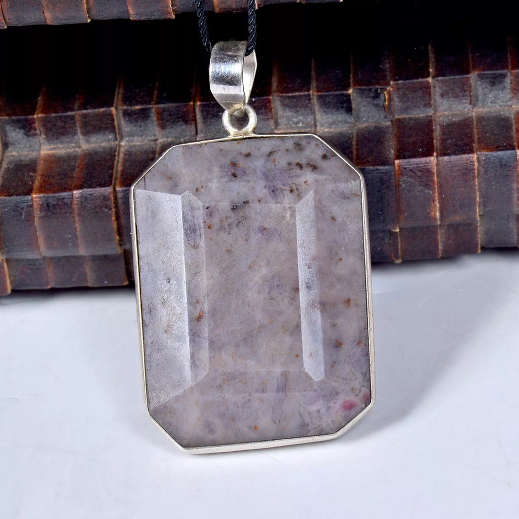 24.90 Gram Natural Ruby in Crystal Matrix 925 Sterling Silver Jewelry Pendant
