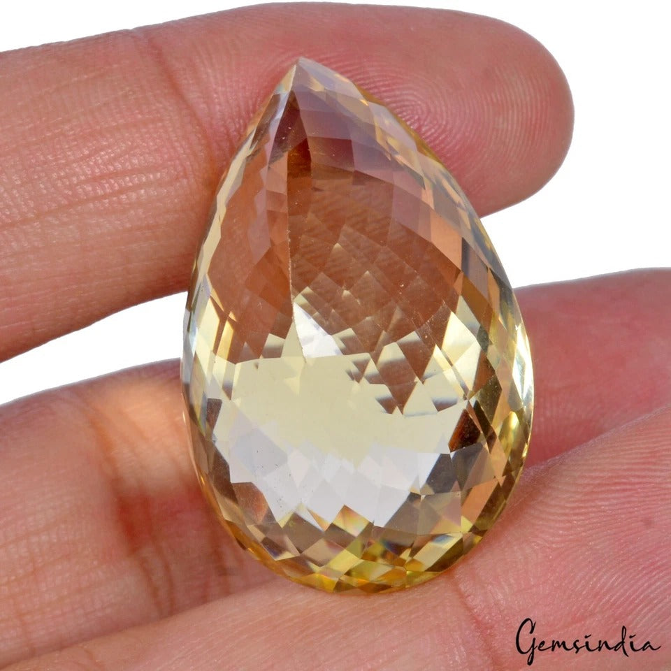 Citrine Loose Gemstone, Untreated, Yellow — 34x22x19 mm, 79.45 Ct