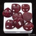 8 Pcs Natural Dark Red Ruby Pear Checker Cut 19-22mm Gemstones w/Flat Back