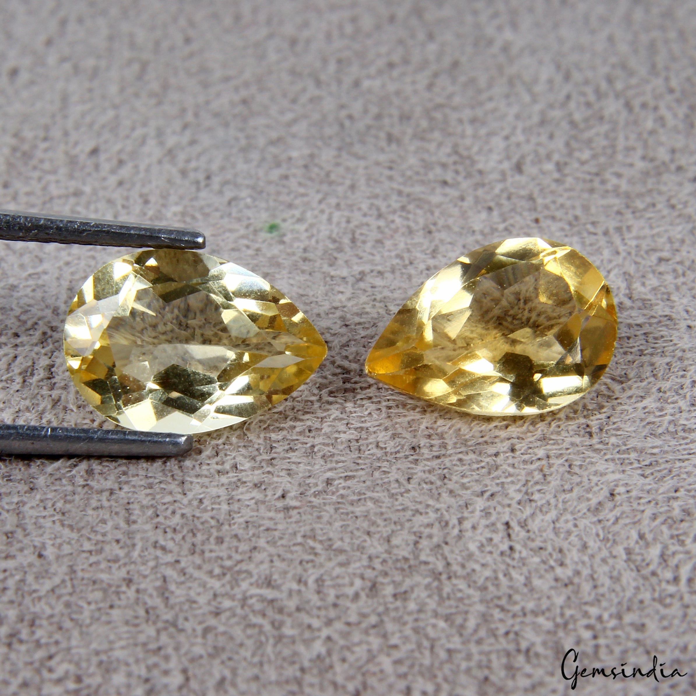 Certified 3.40 Ct Natural Yellow Citrine Gem Pear Cut Matching Pair for Earring