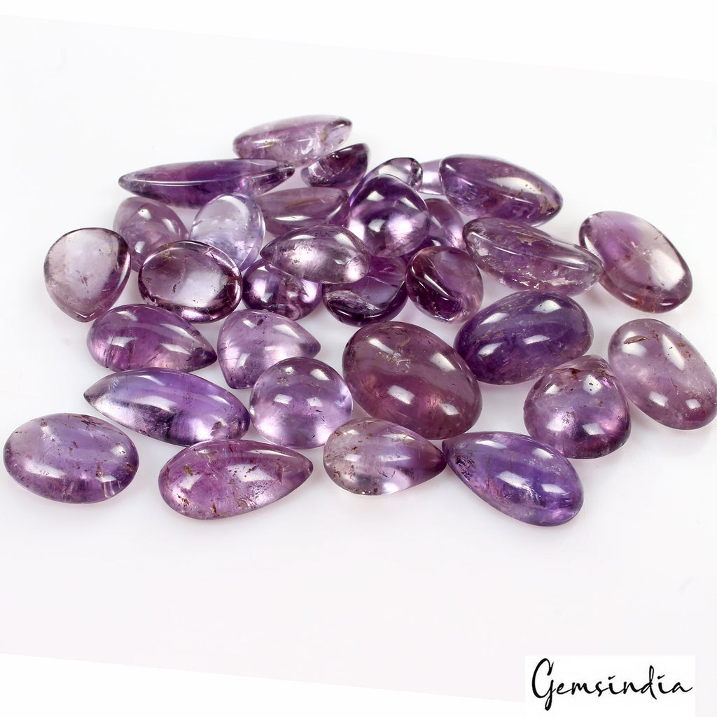 500 Ct. Natural Untreated Purple Amethyst Mix Cabochon Wholesale Loose Gems Lot