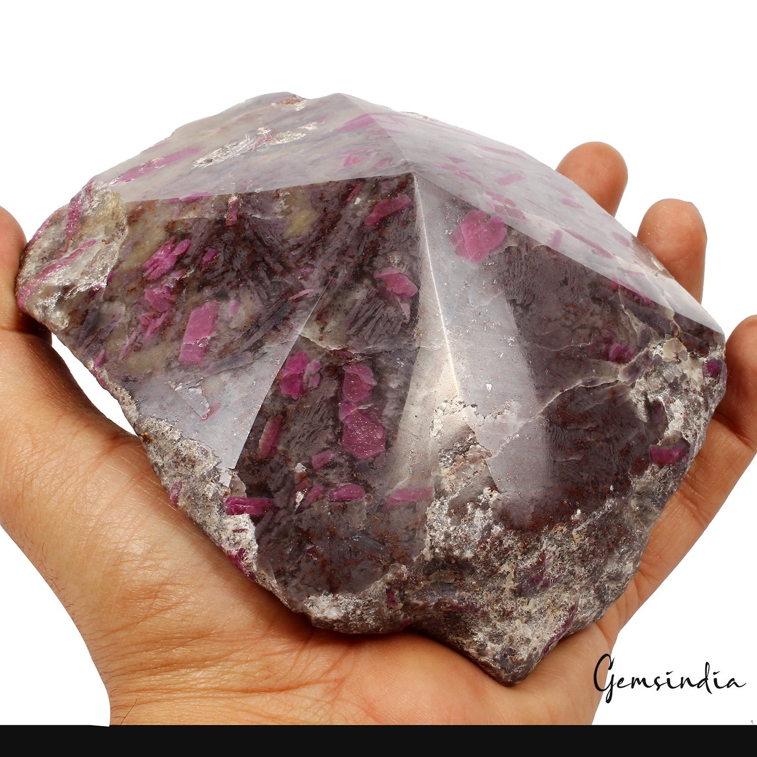 1.4 Kg Ruby Crystal Matrix Healing Mineral Untreated Rough Gem w/ Polished back