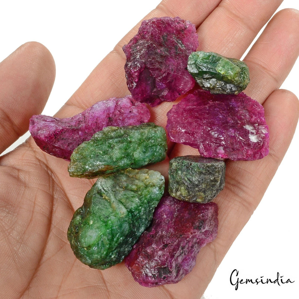 Ruby Lot, Rough, Color Enhanced, Red — 8 Pieces, 20mm to 39mm, 430 Ct
