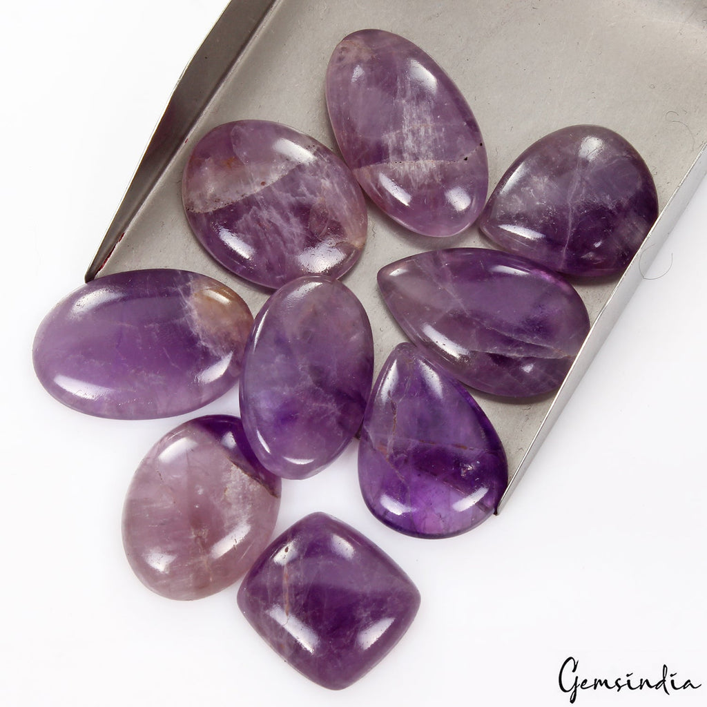 9 Pcs Natural Purple Amethyst Mix Cabochon Loose Untreated 23-36mm Gemstones Lot