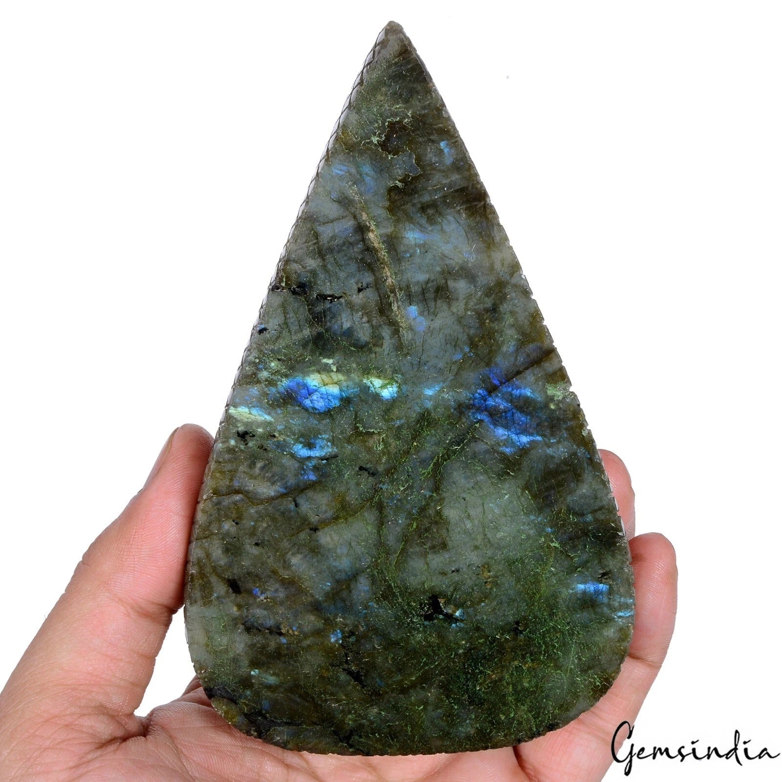 2830 Cts Natural Blue Shine Labradorite Pear Cu Hand Carved Earth Mined Huge Gem