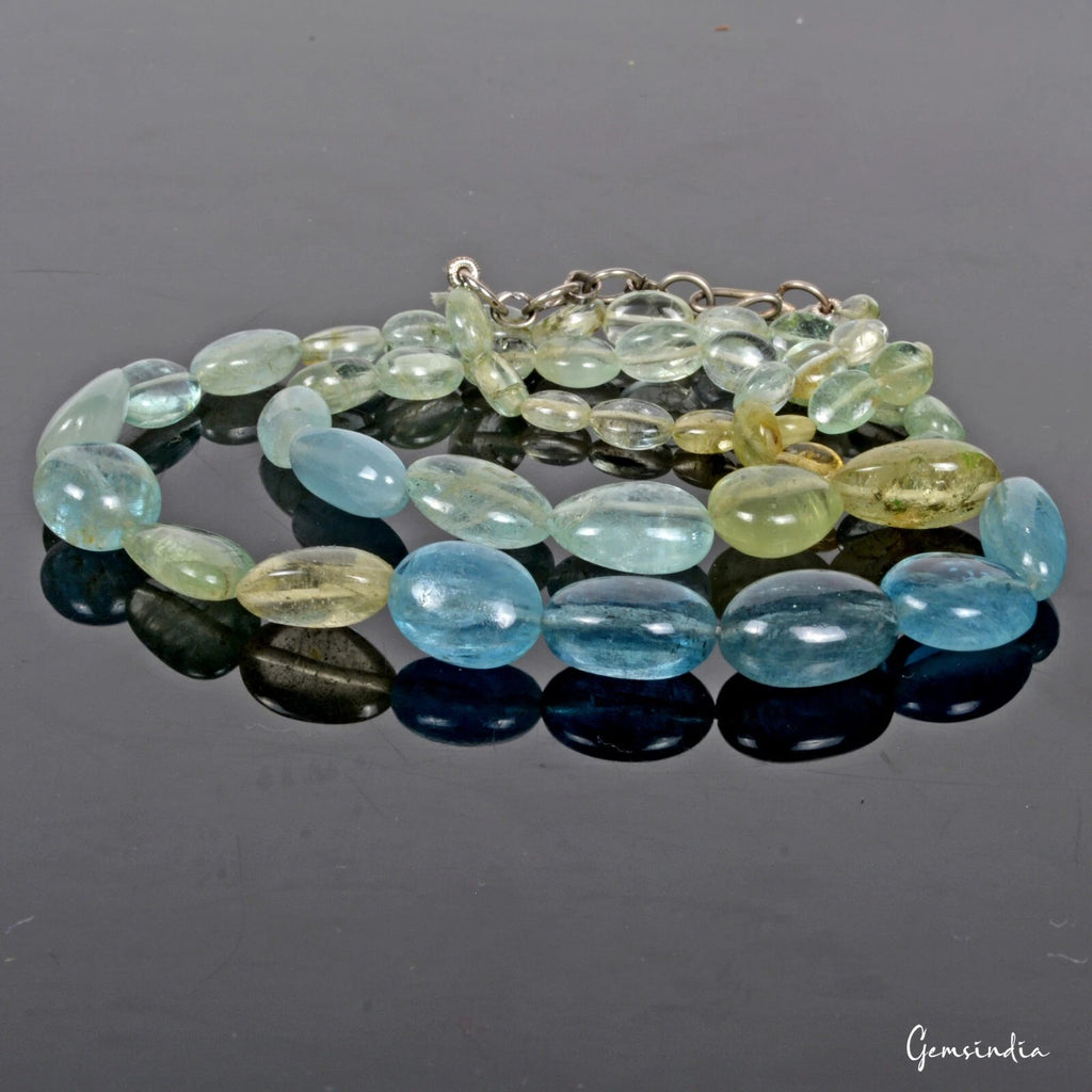 Aquamarine Necklace, Untreated — 7mm to 14mm