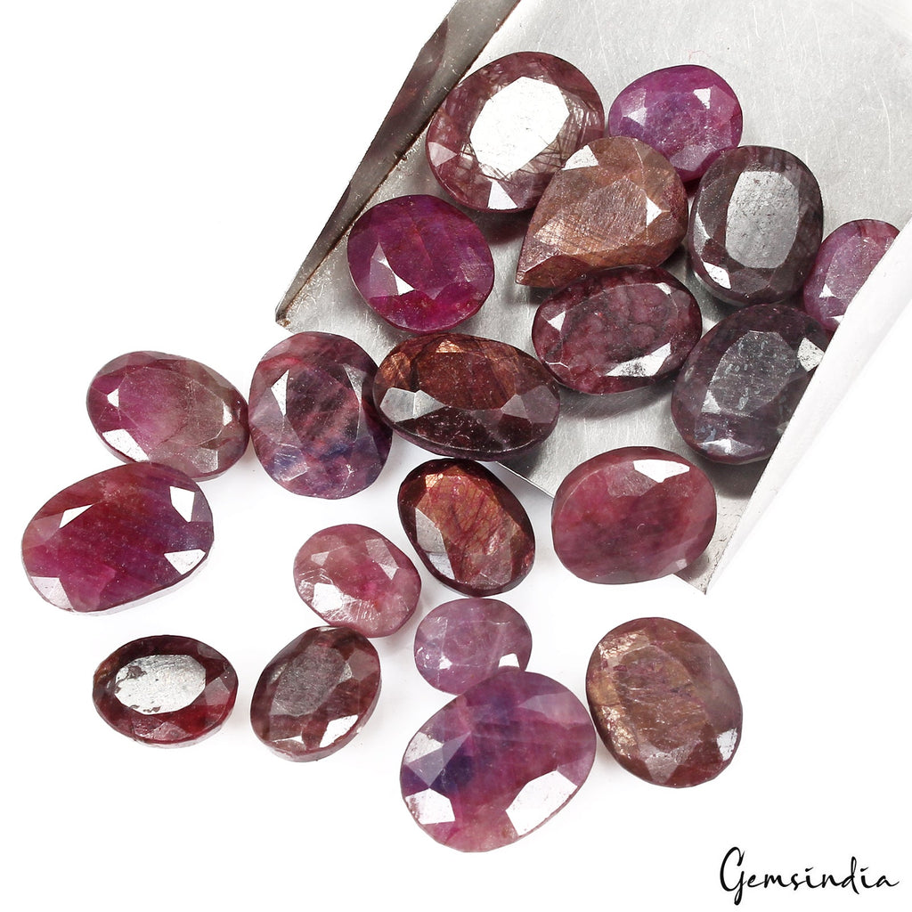 Natural Untreated Red Ruby Certified Lot 163.00Ct Mix Cut Loose Gems For Jewelry