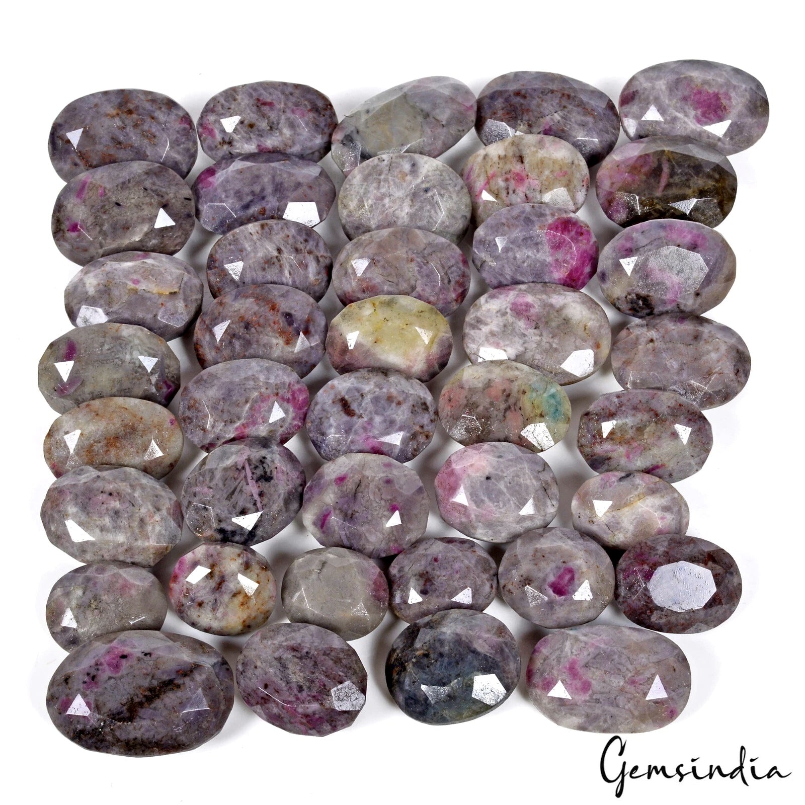 2770 Ct/40 Pcs Natural Ruby in Crystal Matrix Assorted Cut Loose Gemstones Lot