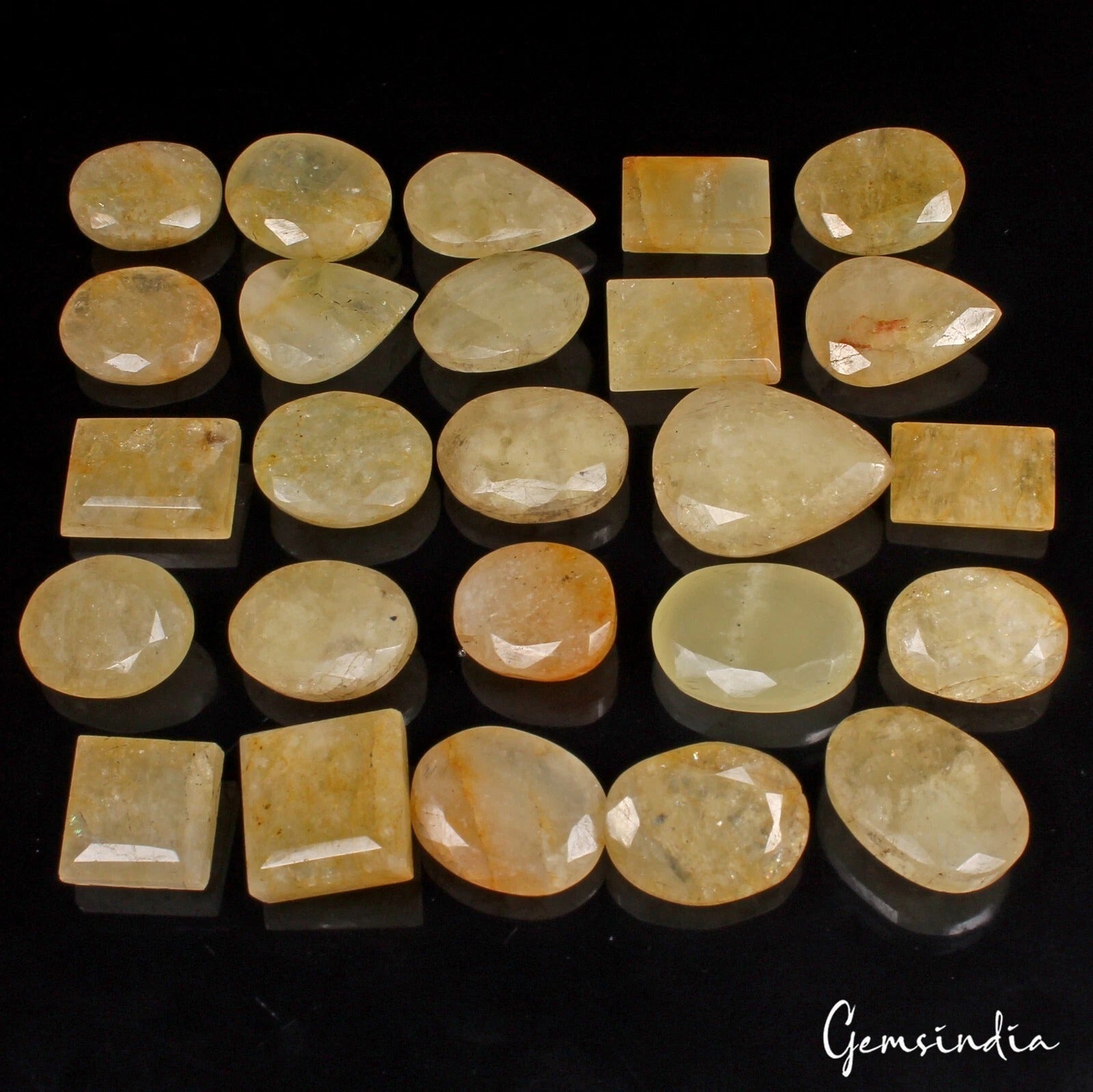 Natural Untreated Yellow Beryl Mix Faceted Loose Wholesale Gems Lot 25 Pc/440 Ct