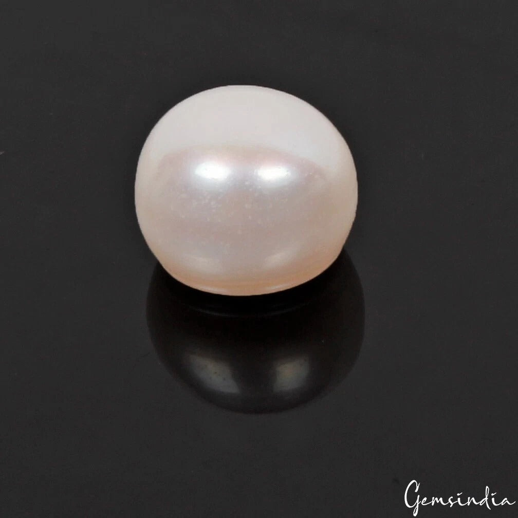 14.30 Ct Natural Freshwater White Pearl Round Cab 13x10mm Undrilled Gem For Ring