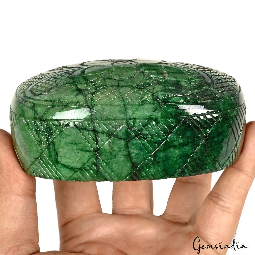 3400 Ct Natural Green Brazilian Emerald Oval Hand Carved Earth Mined Loose Gems