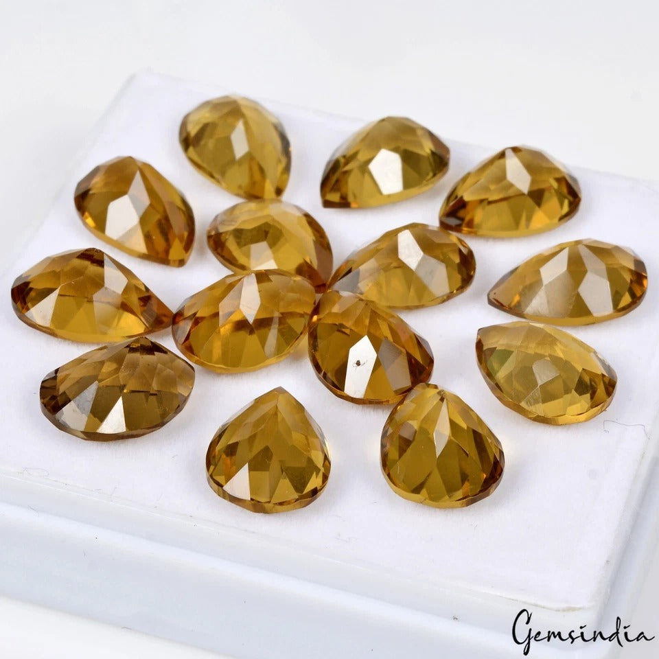 Citrine Lot, Loose Gemstone, Untreated, Golden — 14 Pieces, 14x10mm, 71.20 Ct