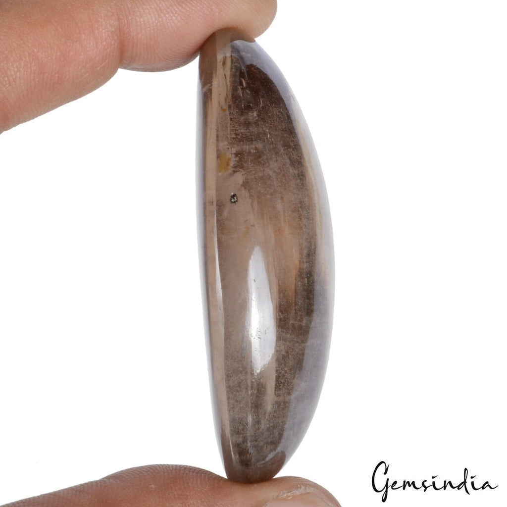 Smoky Quartz Cabochon, Untreated, Brown — 61x38x18mm, 320 Ct, Madagascar