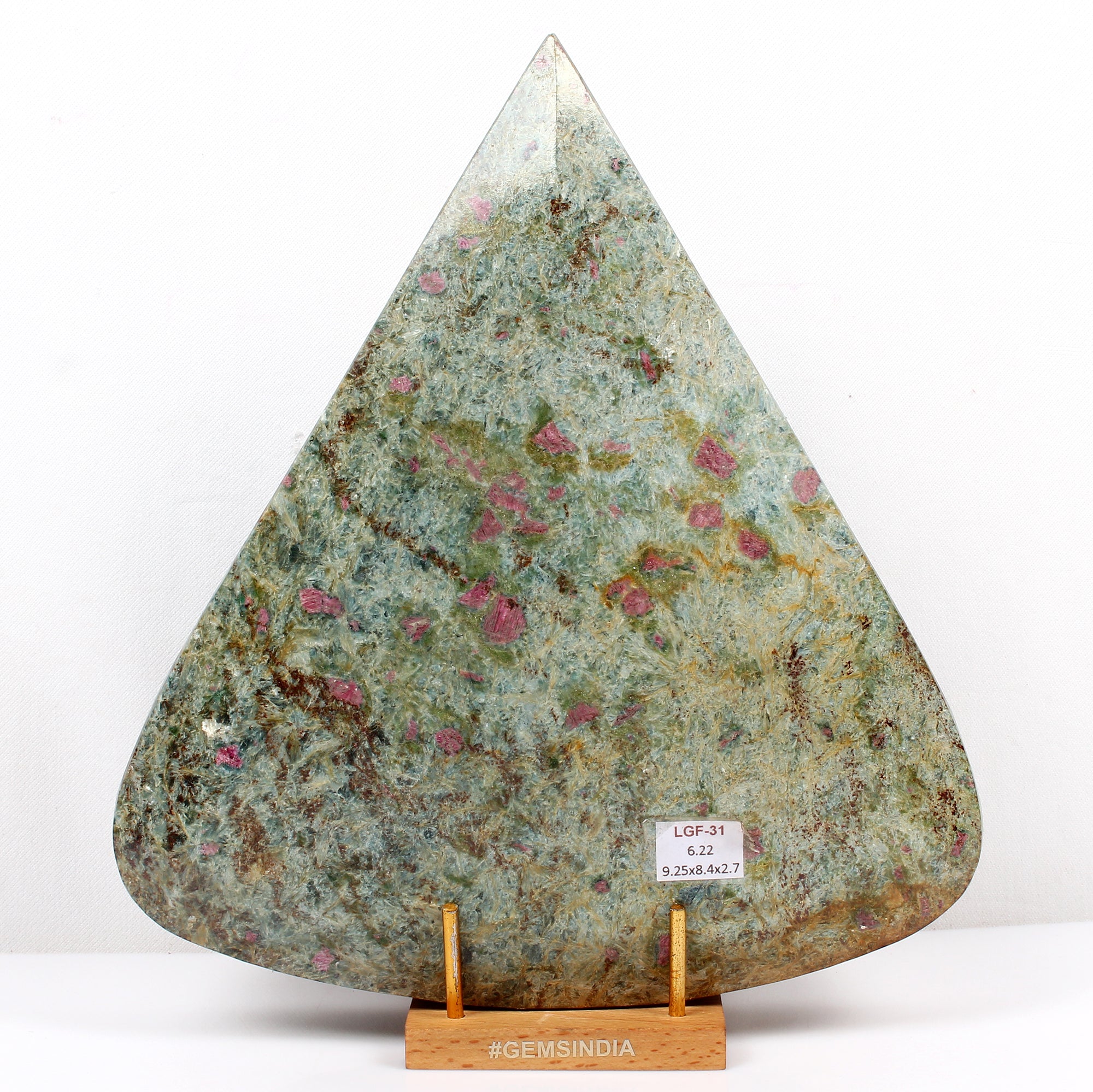 Large 6.2 kilo Natural Huge Green Blue Ruby Fuchsite Pear Cut Untreated Gemstone