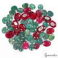 92.80 Cts/52 Pcs Natural Red Beryl Green Emerald Oval Cut Loose Gems For Jewelry