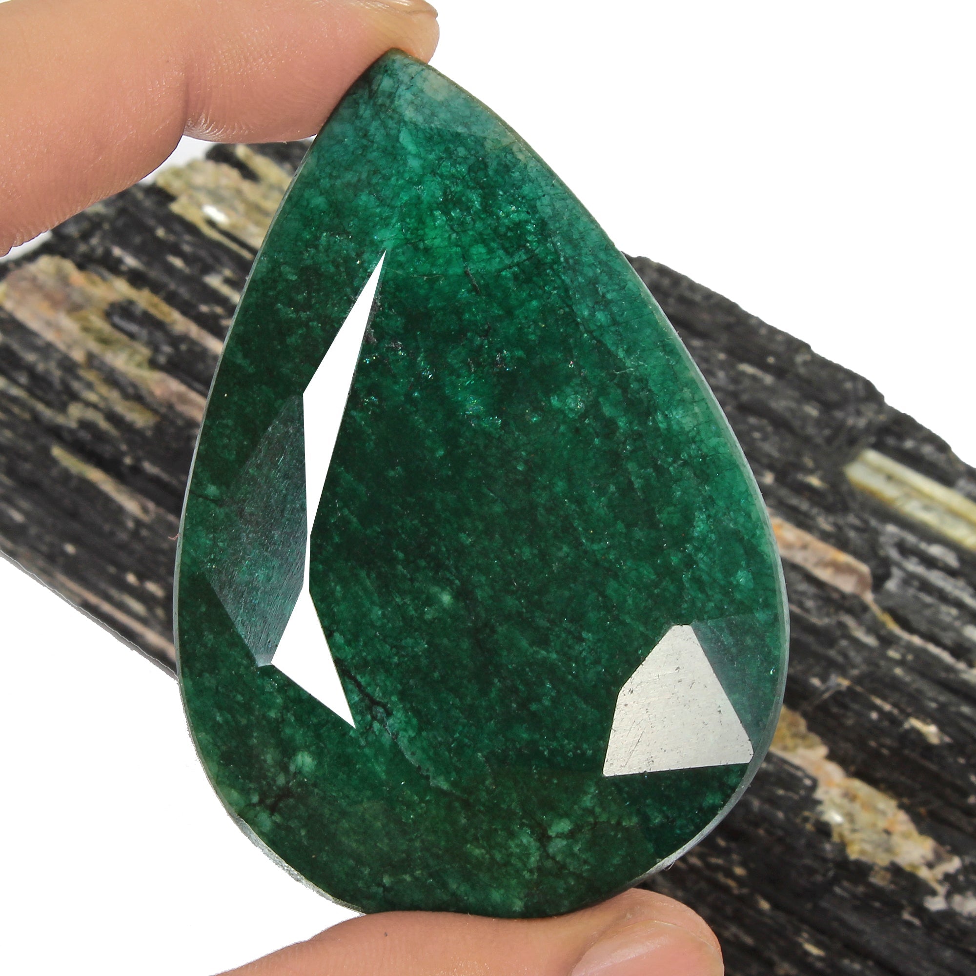 570 Ct Natural Finest Green Zambian Emerald Pear Faceted Earth Mined Loose Gems