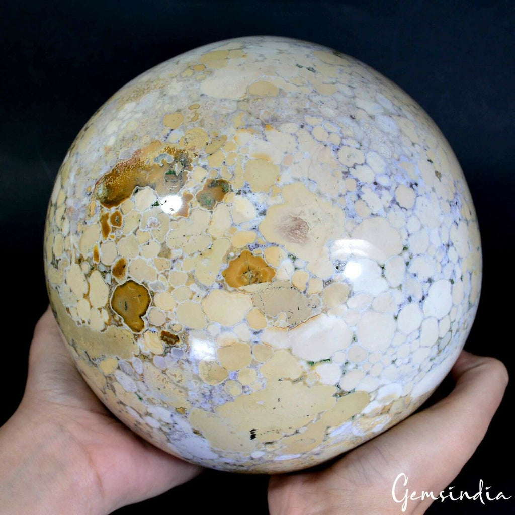 Big 9.4 Kg Natural Ocean Jasper Crystal Mineral Sphere Gemstone/Home Decor~7.5"