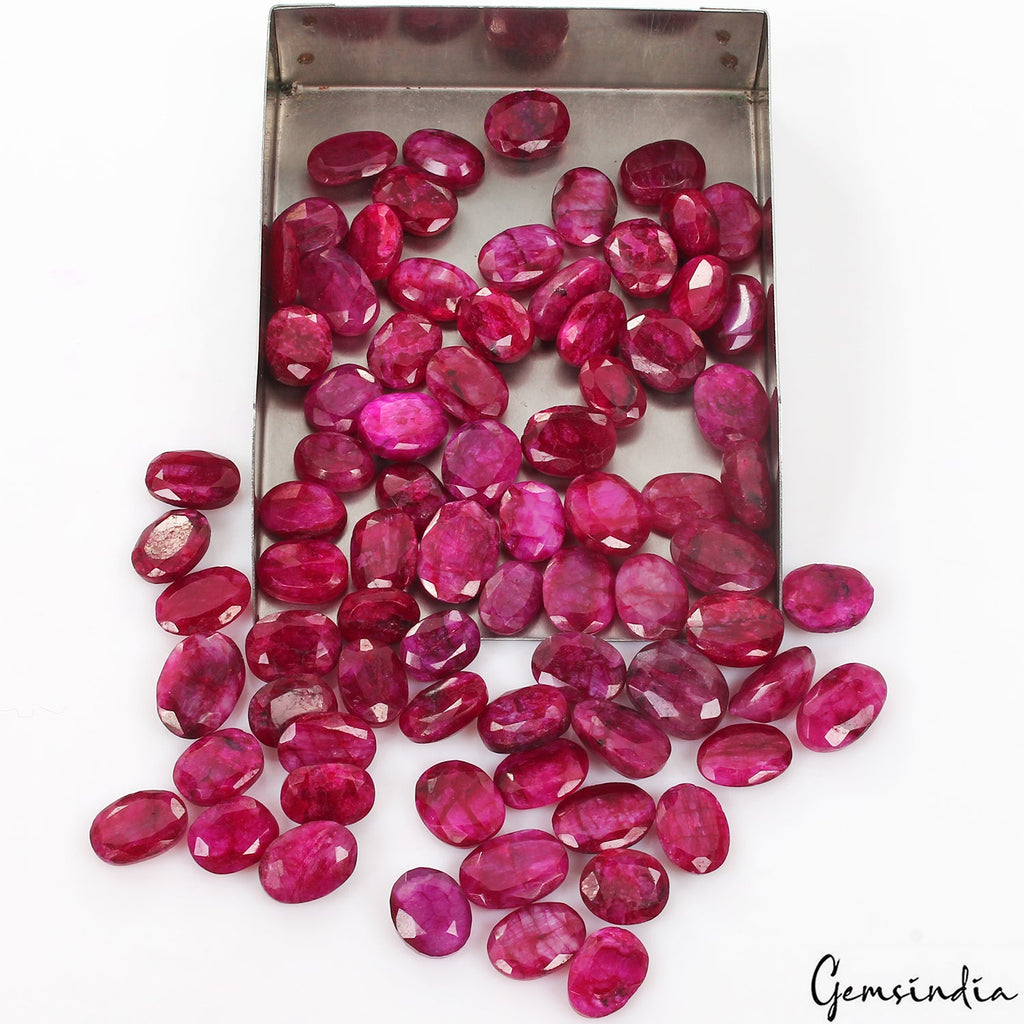 740 Cts/77 Pcs Natural Red USA Beryl Bixbite Oval Cut Loose Gems Lot For Jewelry