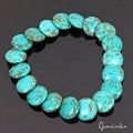 63.00 Ct Blue Chinese Coin Shape Drilled Beaded Handmade Adjustable Gem Bracelet
