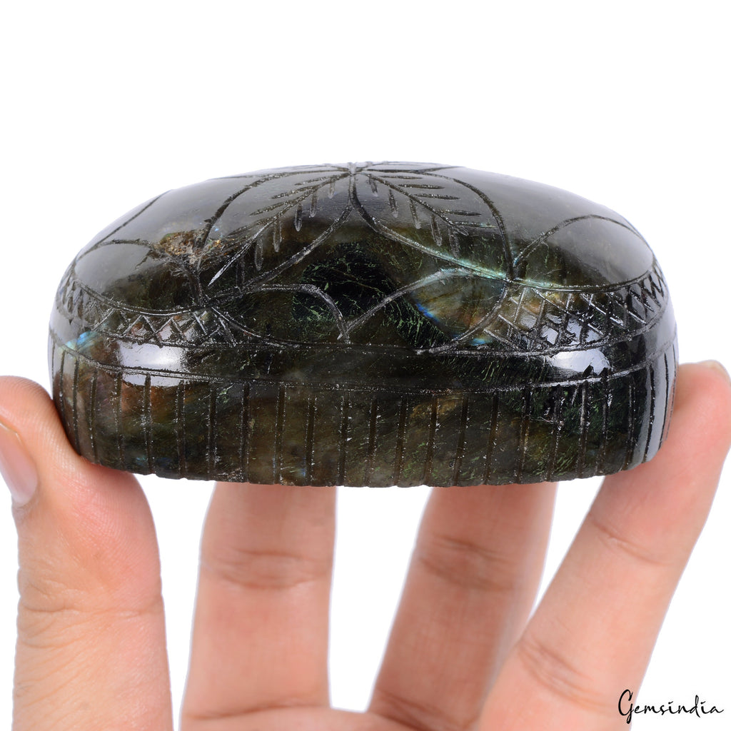 1650 Cts Natural Labradorite Carving Untreated Oval Shape Museum Size Gemstone