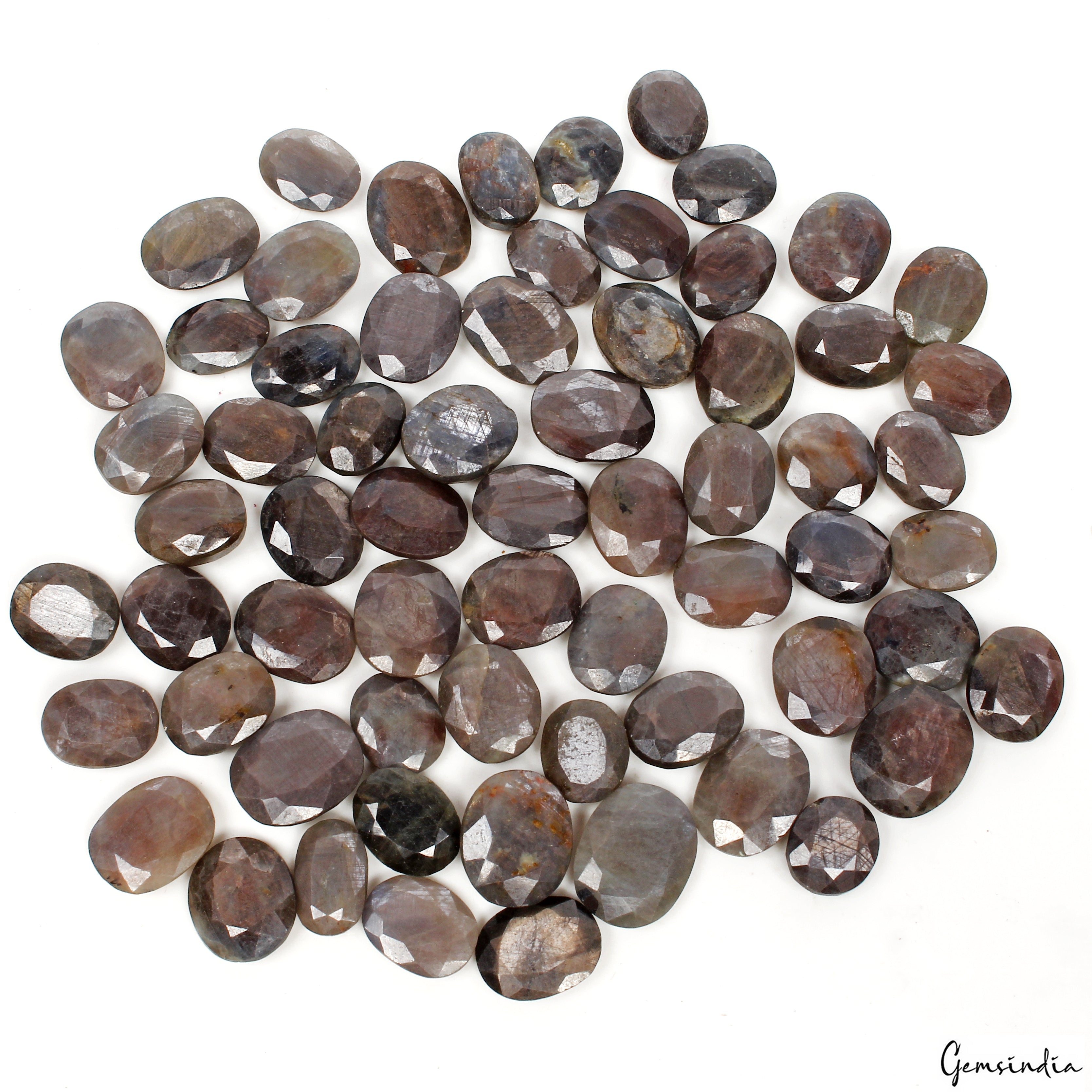 500 Ct Natural Untreated Gray Sapphire Oval Faceted Loose Gemstone Lot 65 Pcs