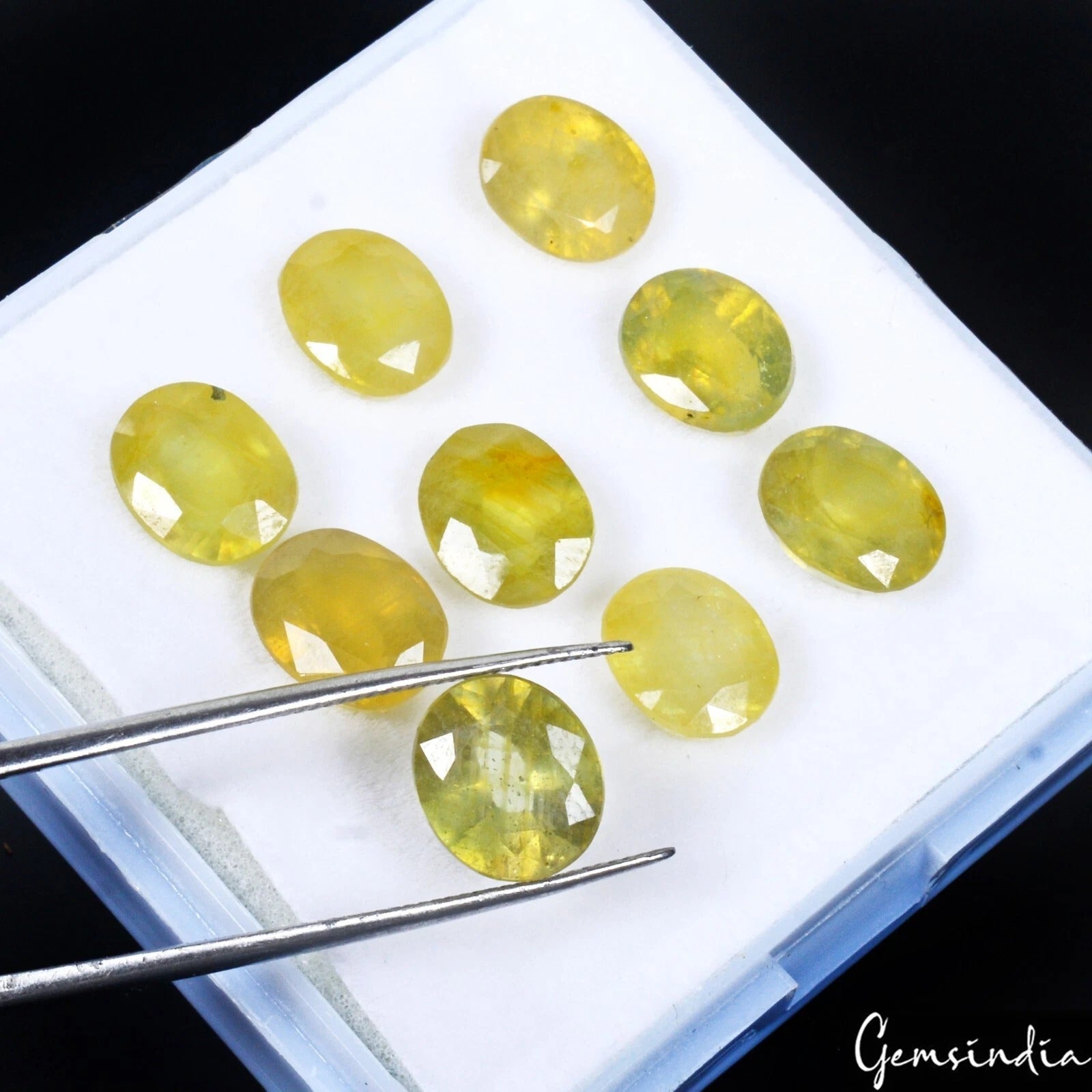 Certified 32.10 Cts/9 Pcs Natural Yellow Sapphire Oval Calibrated 9x7mm Gems Lot