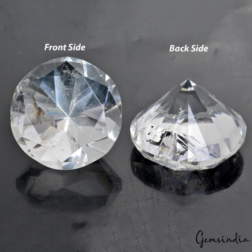 208.70 Ct Natural Untreated Sparkling White Crystal Quartz Round Diamond Cut Gem