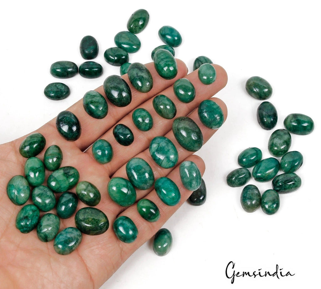 560 Ct Natural Green Brazilian Emerald Oval Cab Loose Wholesale Gems Lot 58 Pcs