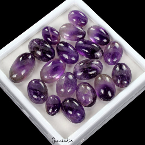 Amethyst Lot, Cabochon, Untreated, Purple — 18 Pieces, 15mm To 25mm, 310 Ct