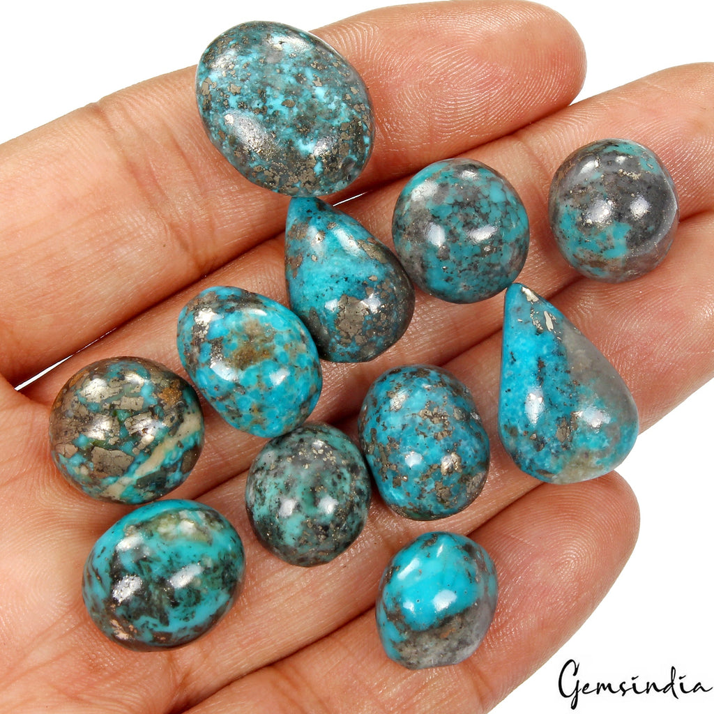 11 Persian Turquoise Neyshabur Cabochon Lot Not Stabilized, %100 Natural 14-20mm