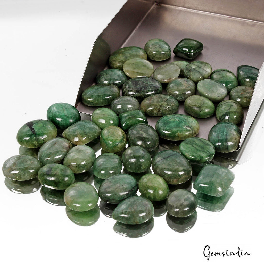 560 Ct Natural Nice Green Emerald Oval Cabochon Wholesale Loose Gems Lot 42 Pcs