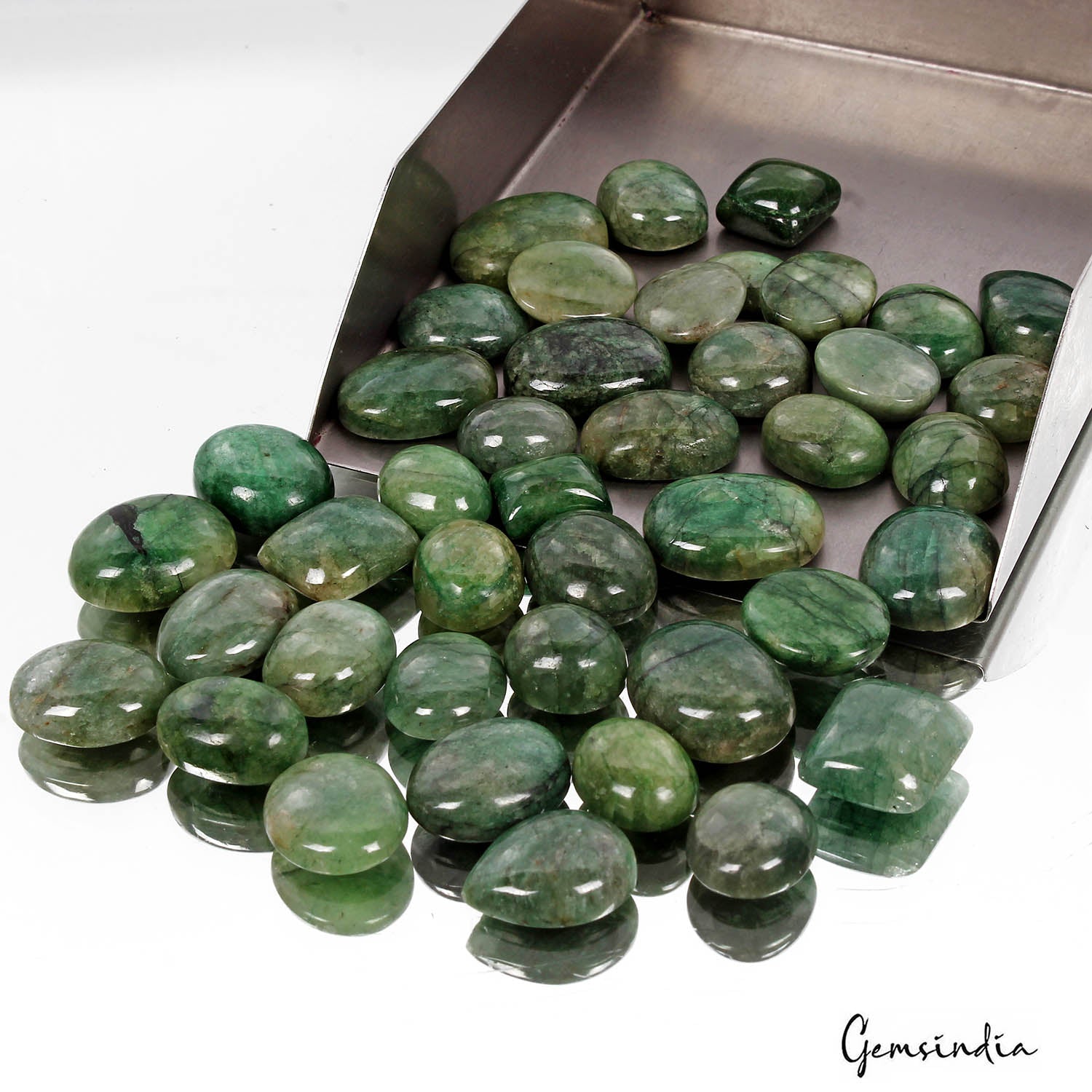 560 Ct Natural Nice Green Emerald Oval Cabochon Wholesale Loose Gems Lot 42 Pcs