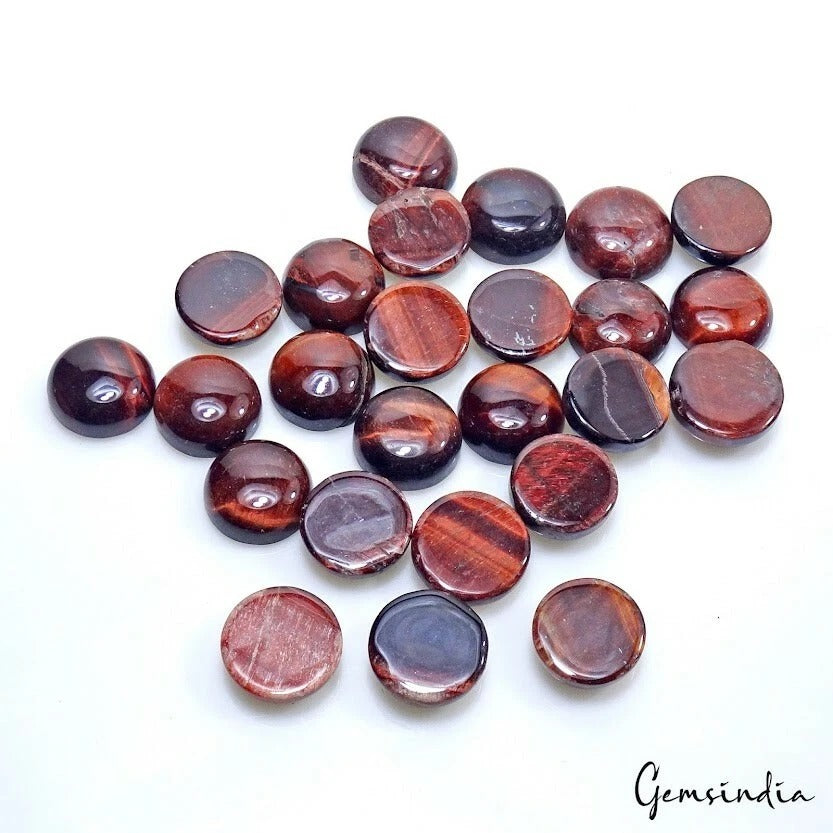 247.50 Ct/24 Pcs Natural Red Tiger Eye Round Calibrated 14mm Gem Lot For Jewelry