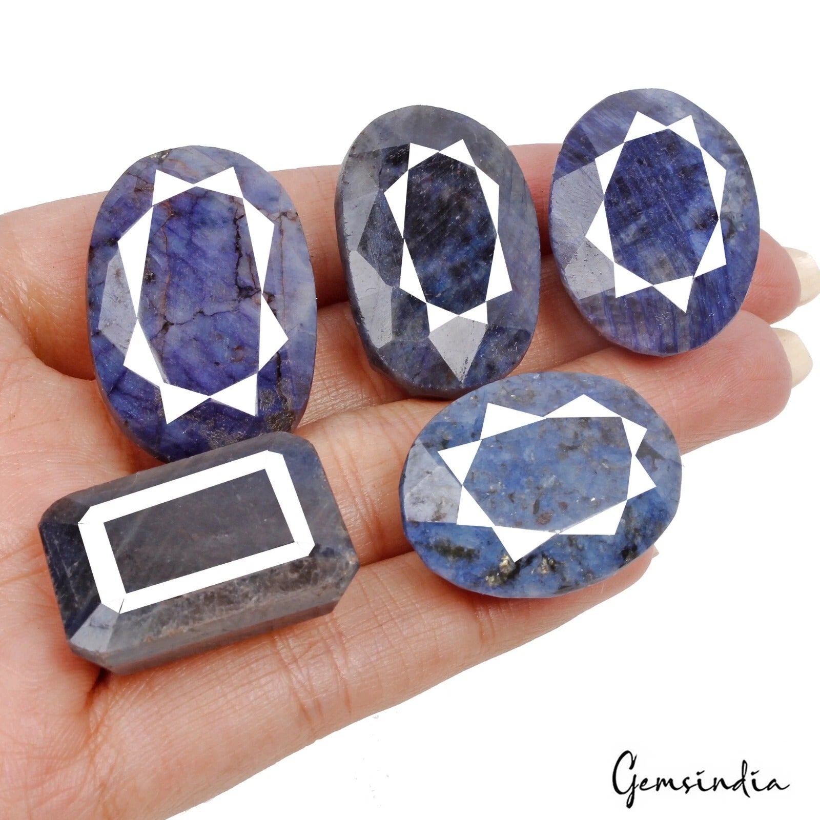 430 Cts Natural Blue Sapphire Mix Cut Earth Mined Loose Gems for Jewelry 5 Pcs