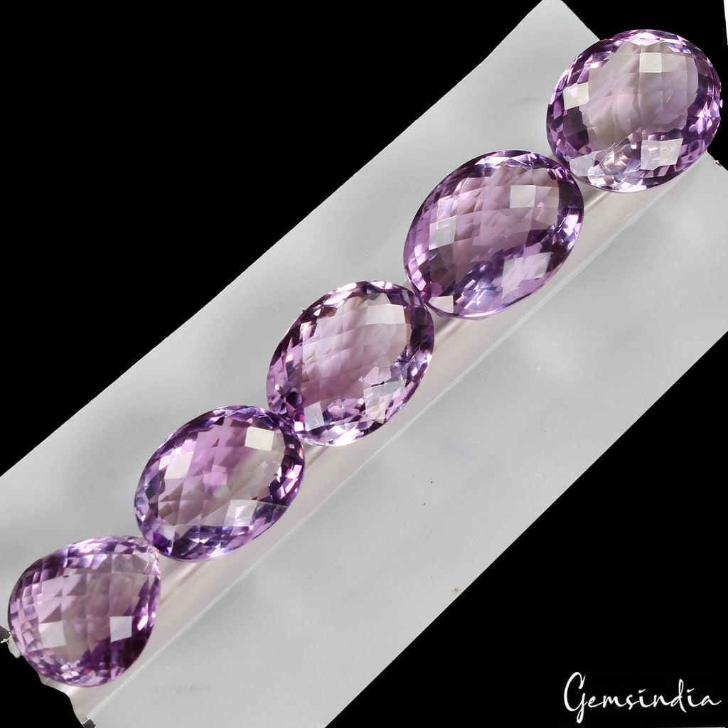 VVS 5 Pcs Natural Amethyst Untreated 17mm-21mm Mix Checker Cut Loose Gemstones