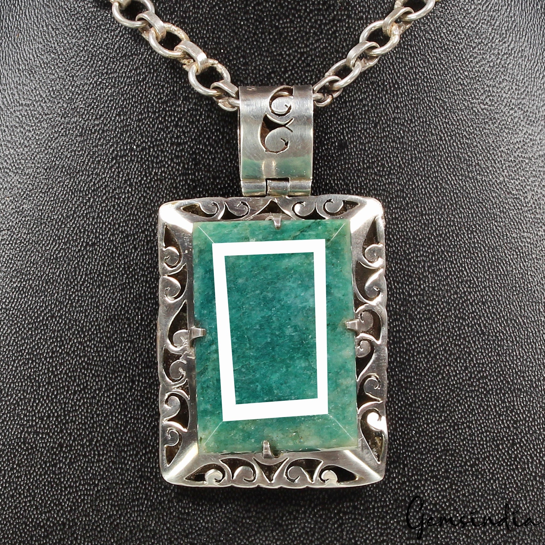24 Gms Certified Natural Green Emerald Handmade 925 Sterling Silver Huge Pendant